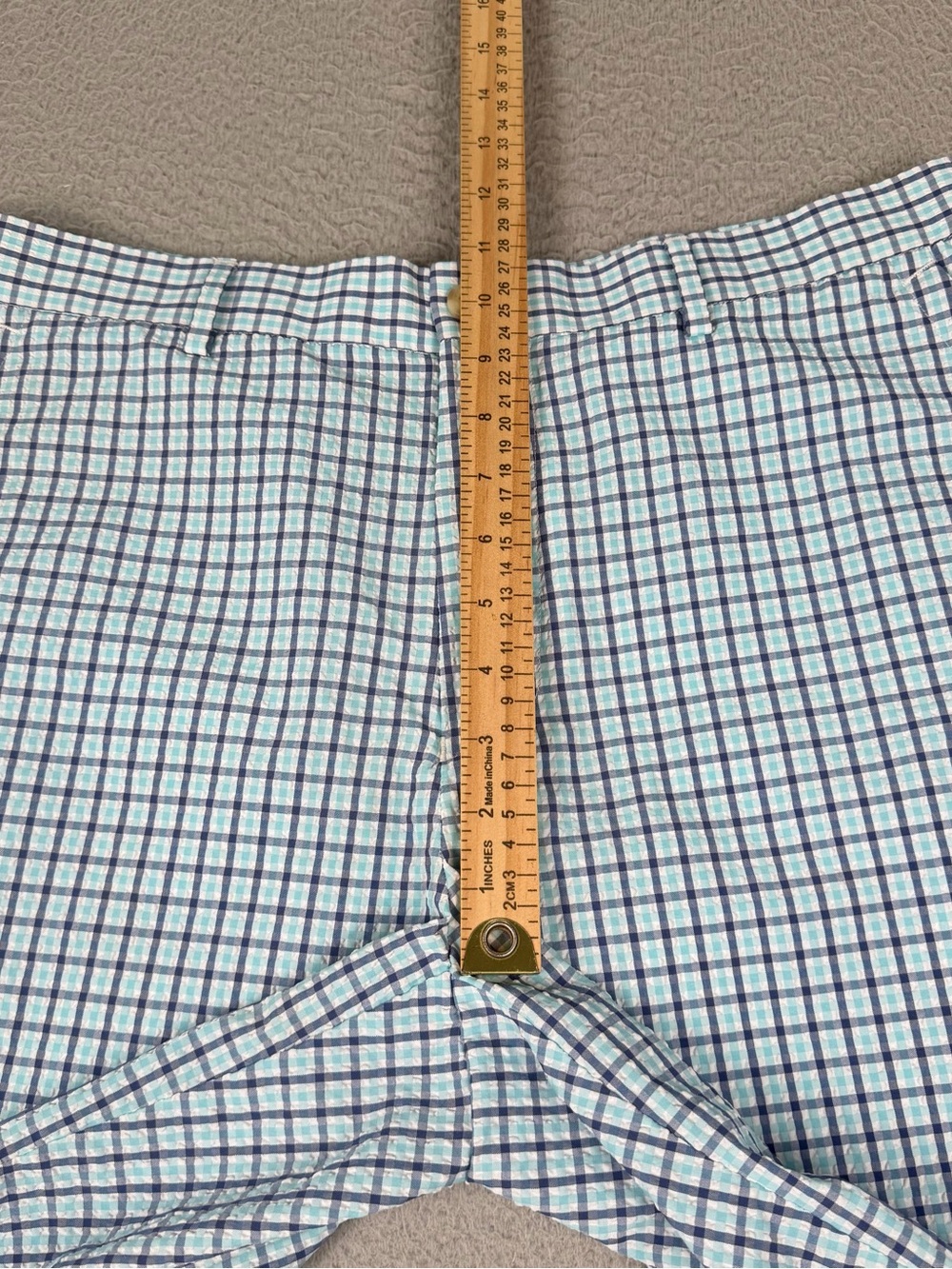 Peter Millar Crown Sport Short Mens 34 Blue Plaid Performance Seersucker Golf - Picture 6 of 11